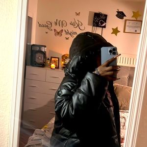 all black date night leather zip up cute and comfy it’s called miss selfie